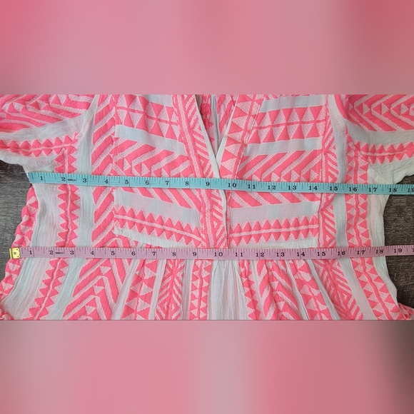 Anthopologie Devotion Twins Ella Tunic Dress Womens XS Neon Pink Geometric EUC - Picture 9 of 13